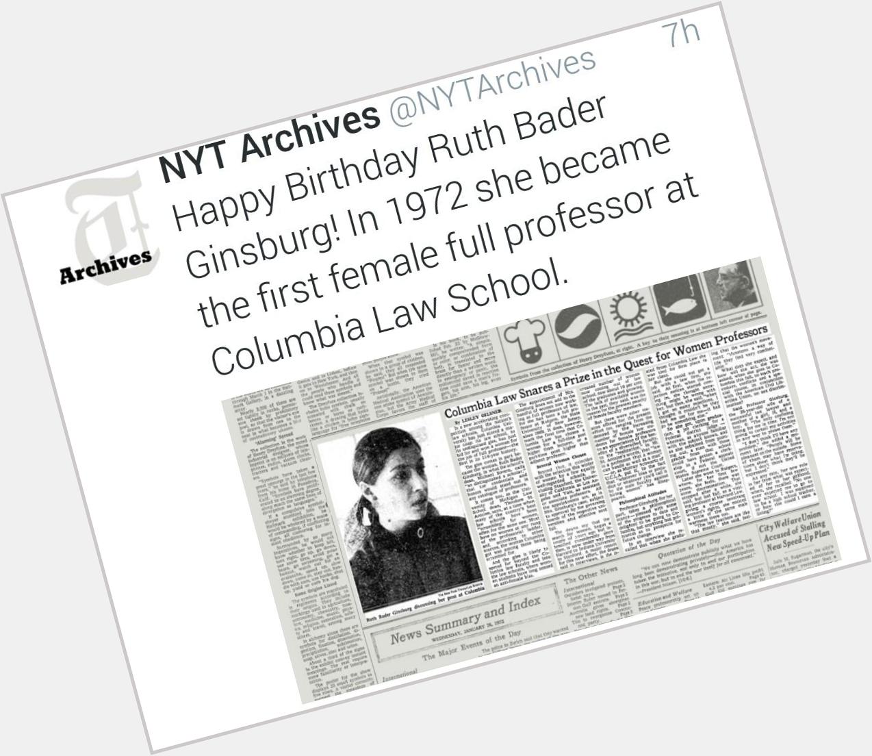 Happy birthday to Ruth Bader Ginsburg!  