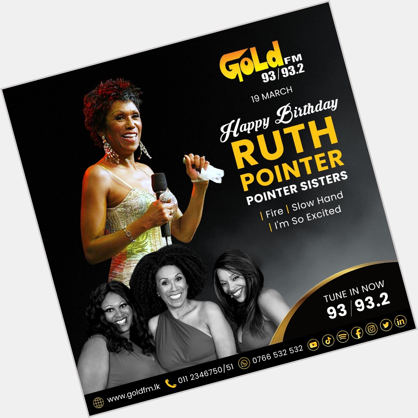 HAPPY BIRTHDAY TO RUTH POINTER TUNE IN NOW 93 / 93.2 Island wide      