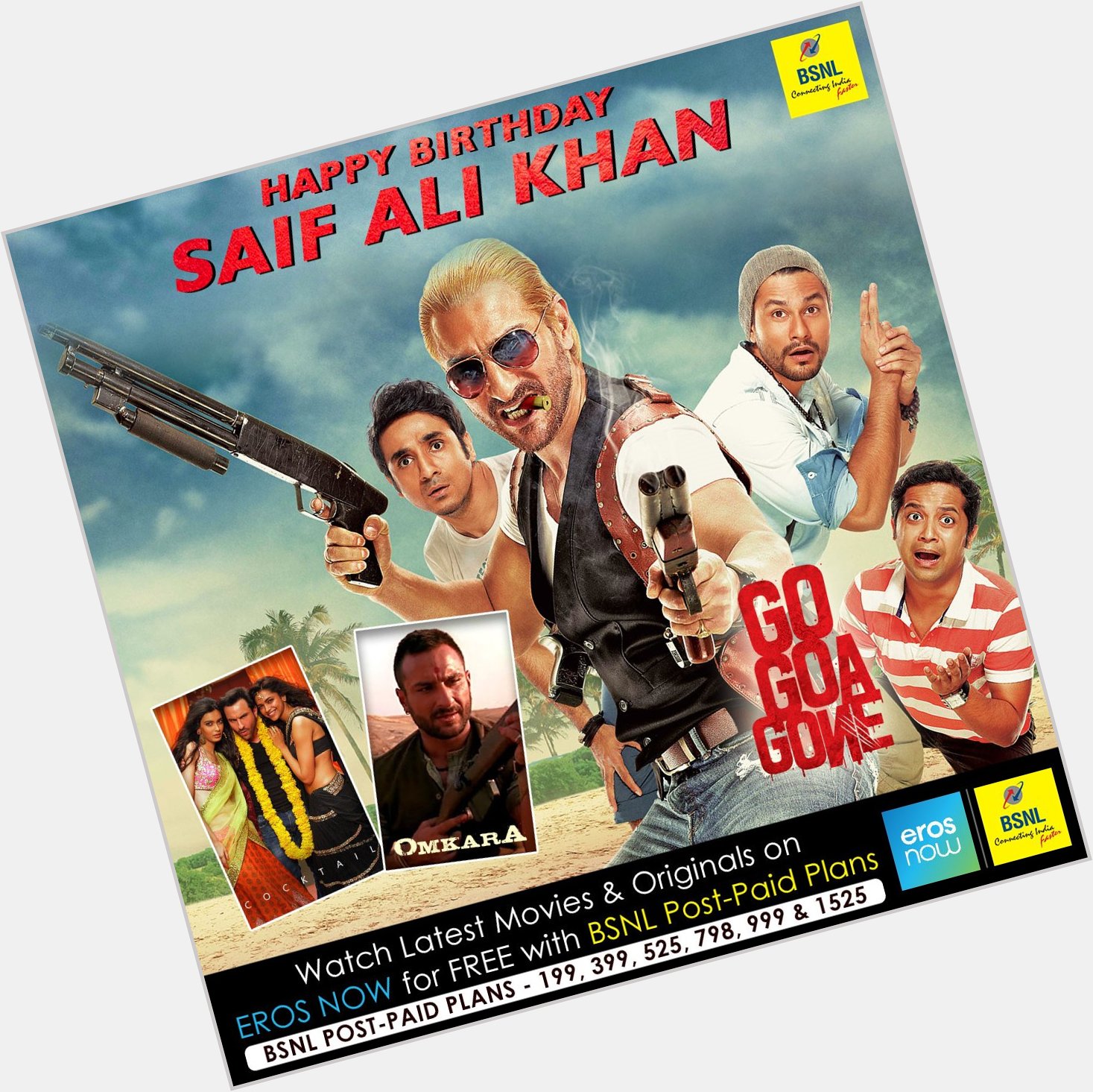 Watch latest movies and originals on NOW for FREE on BSNL post paid plans.
Happy BirthDay Saif Ali Khan. 