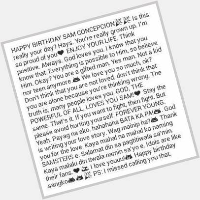  Happy 23rd Birthday Sam Concepcion!  Read this please. Loveyouuuu! 