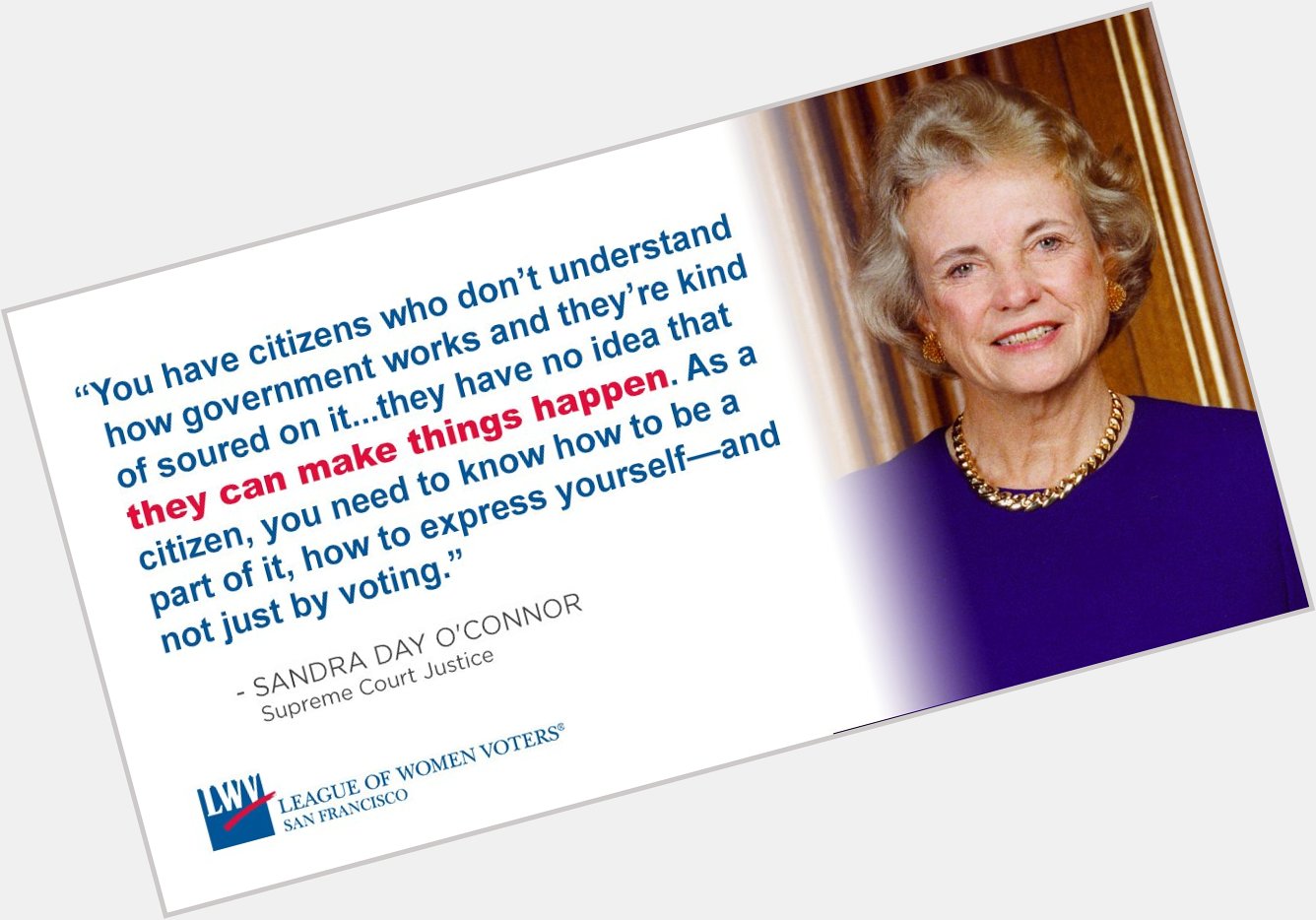 Happy birthday to Sandra Day O\Connor, the first woman to serve as a Supreme Court Justice. 