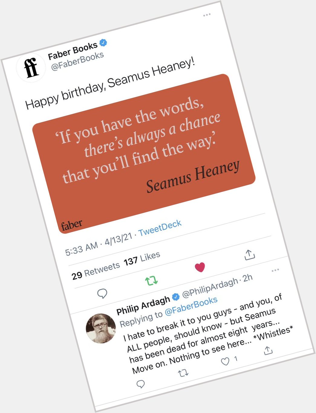 Happy Birthday Seamus Heaney !! 