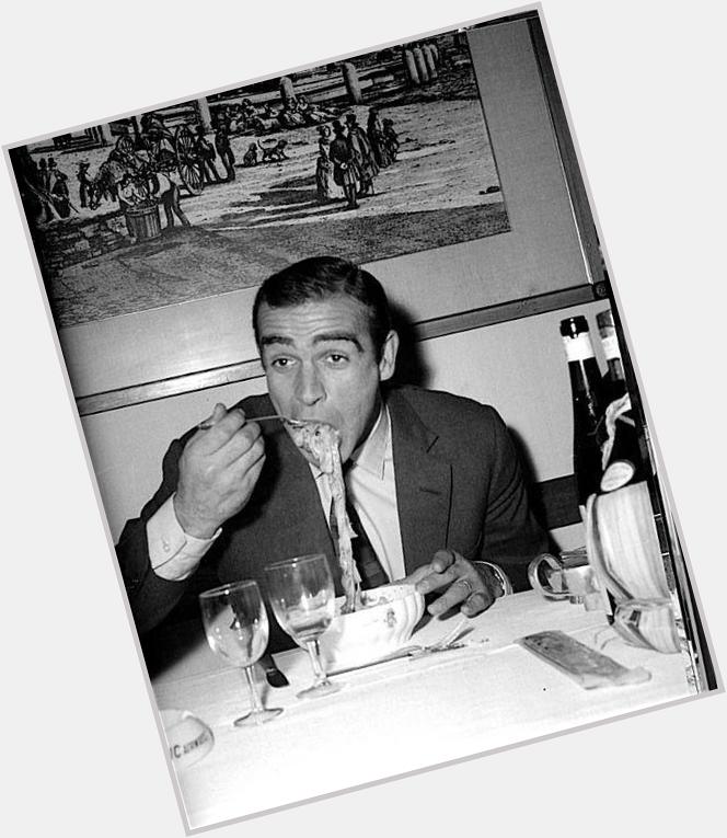 James Bond might not approve but Sean Connery knows how to get into a bowl of pasta 1963. Happy birthday Mr. Connery. 