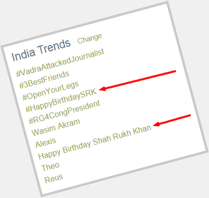  and  Happy Birthday Shah Rukh Khan both are trending in India. 