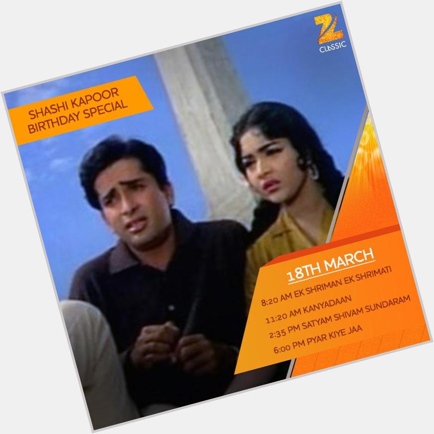 We wish Shashi Kapoor a very Happy Birthday. Watch \Shashi Kapoor Birthday Special\ classics today on Zee Classic. 
