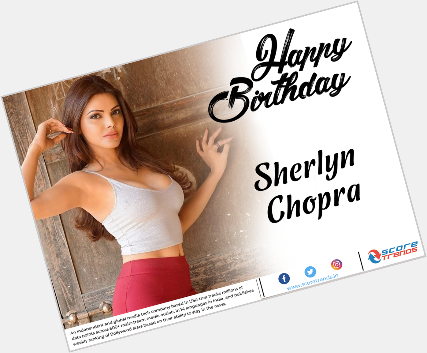 Score Trends wishes Sherlyn Chopra a Happy Birthday!! 