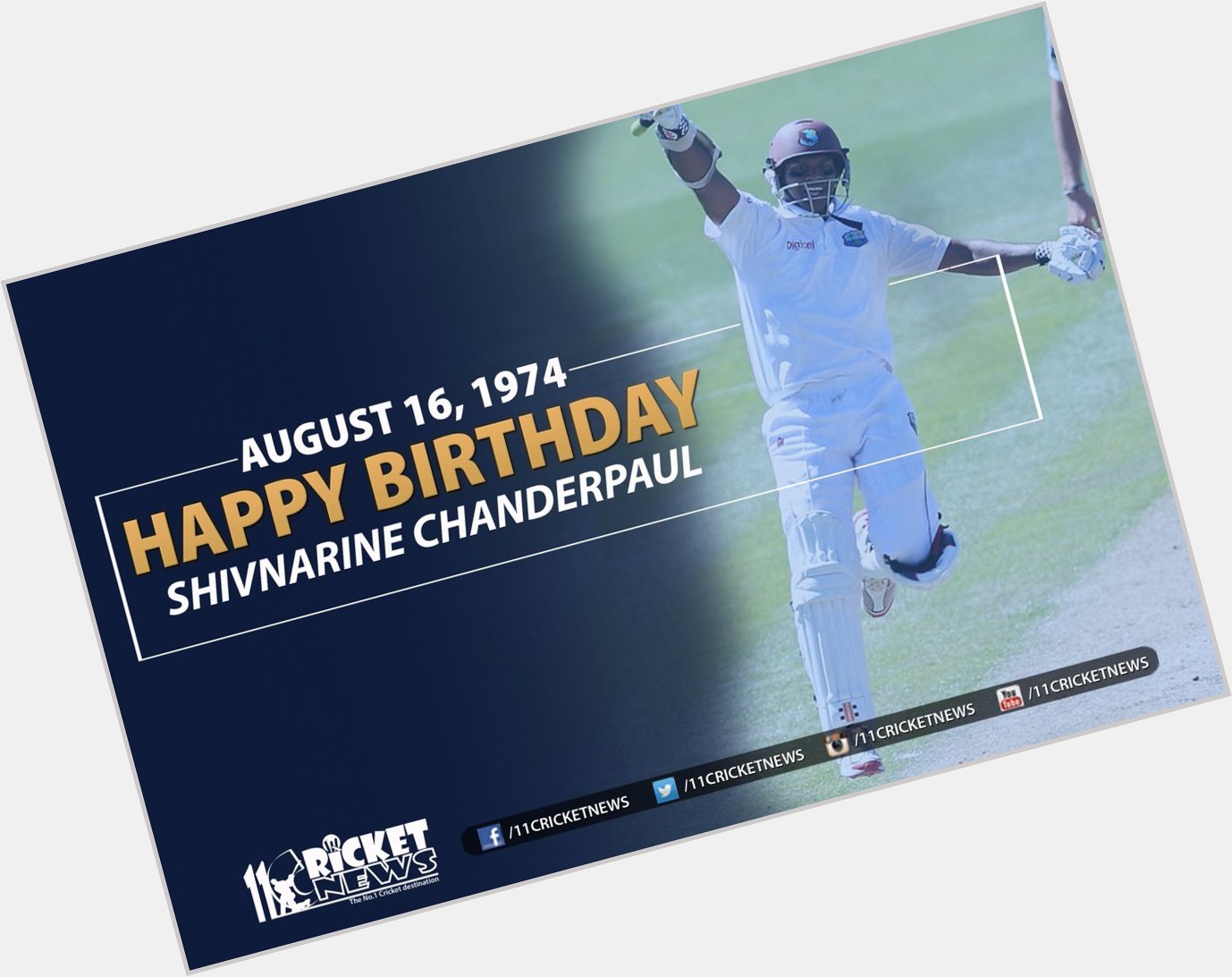 Happy Birthday \"Shivnarine Chanderpaul\". He turns 43 today 