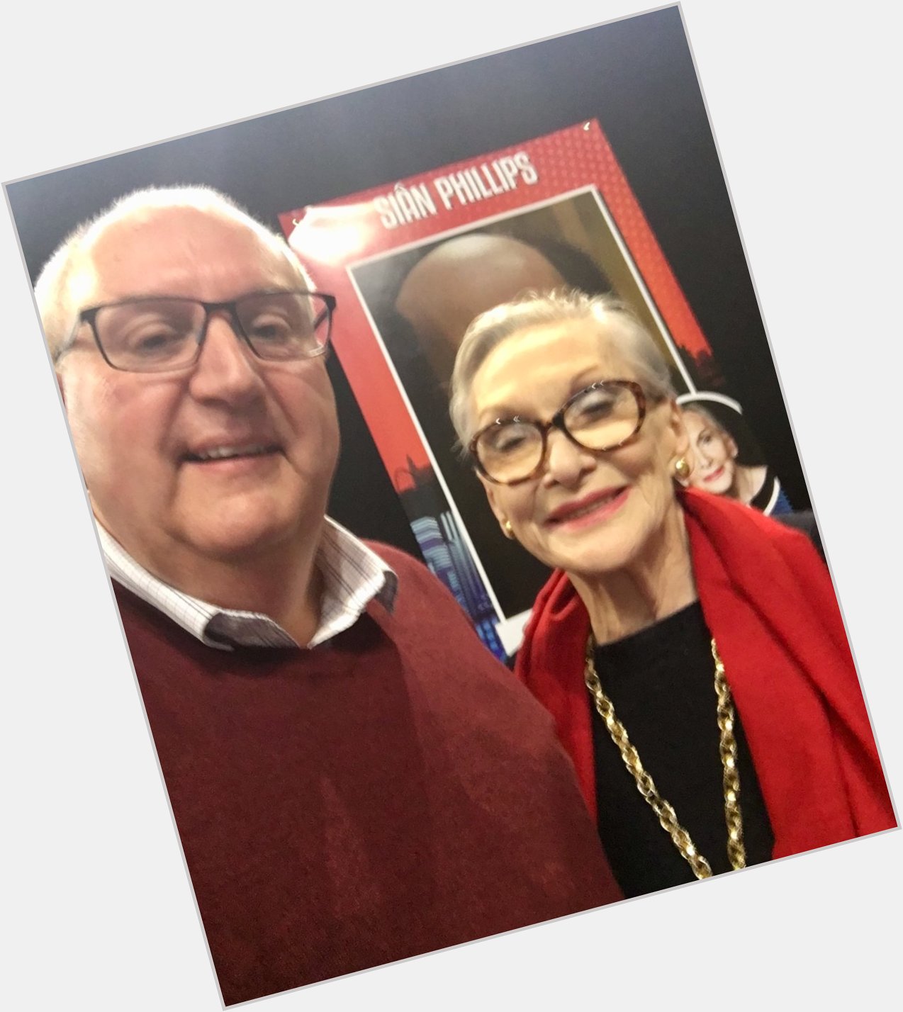  meeting Sian Phillips. Happy birthday to a lovely lady. 