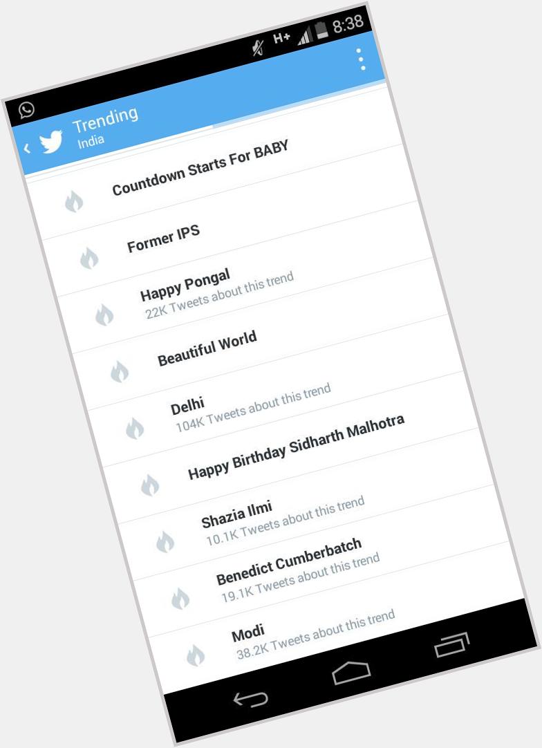 Wwooohhhooooo... Happy Birthday Sidharth Malhotra is trendingg...Yaayy..            pic cr 