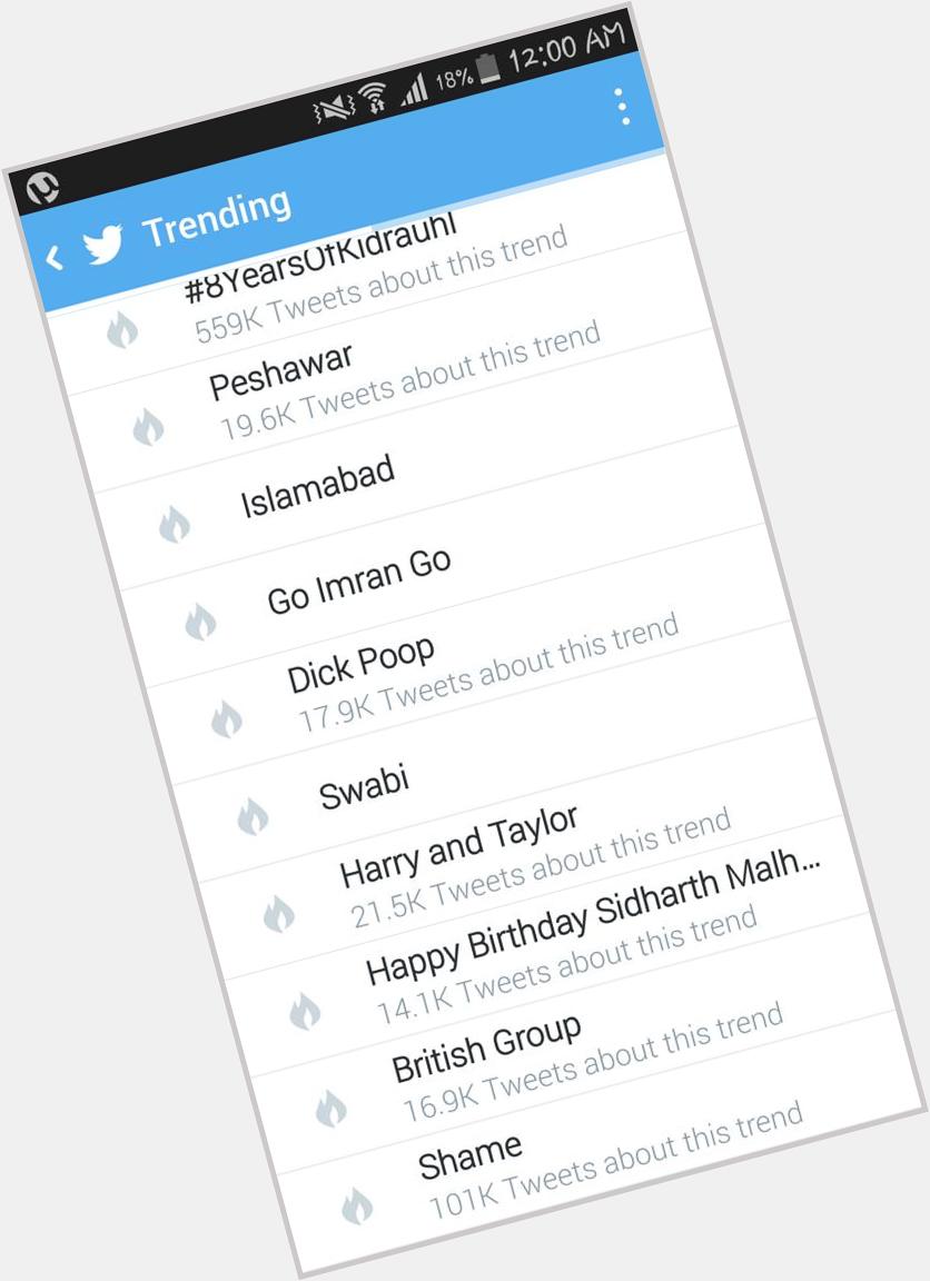  OMGG ! Happy Birthday Sidharth Malhotra is trending in Pakistan! Congrats!  