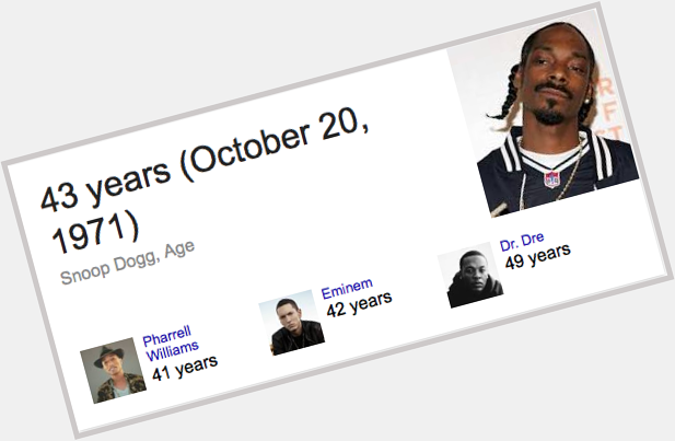 Happy birthday, snoop dogg! (hes 43 years old today) 