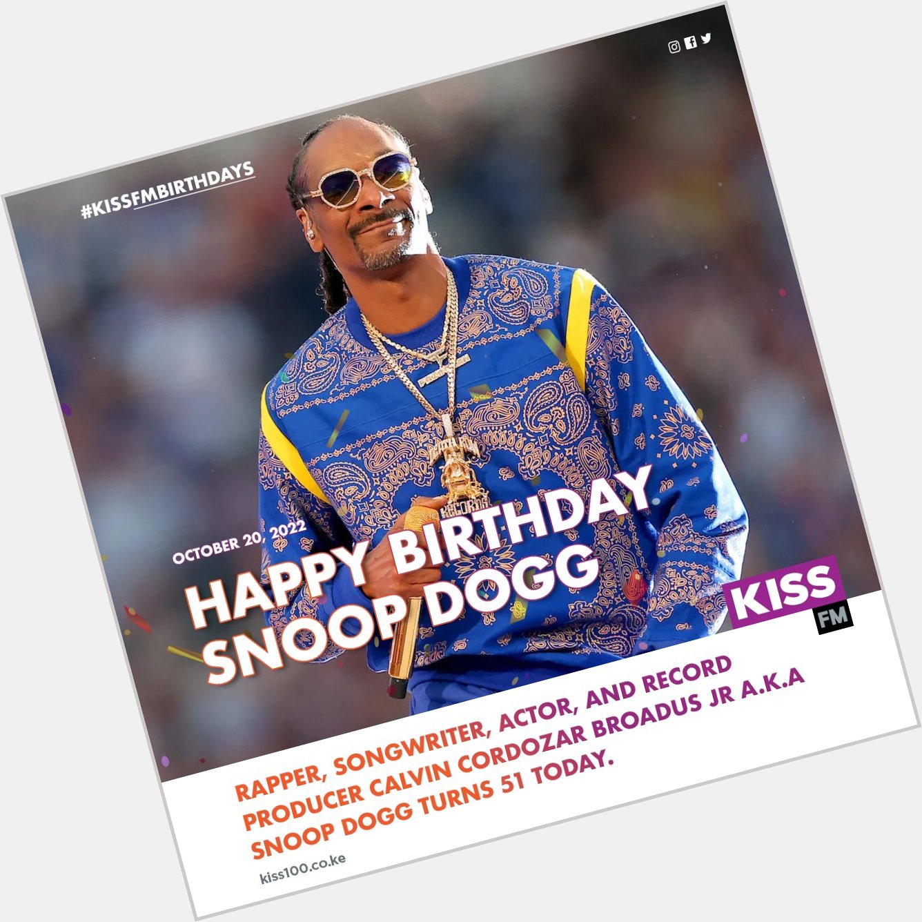 Snoop Dogg turns 51 today. Happy birthday to a legend.   
