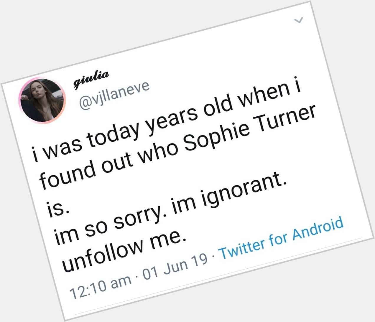 Happy almost first birthday to when i found out who Sophie Turner was 