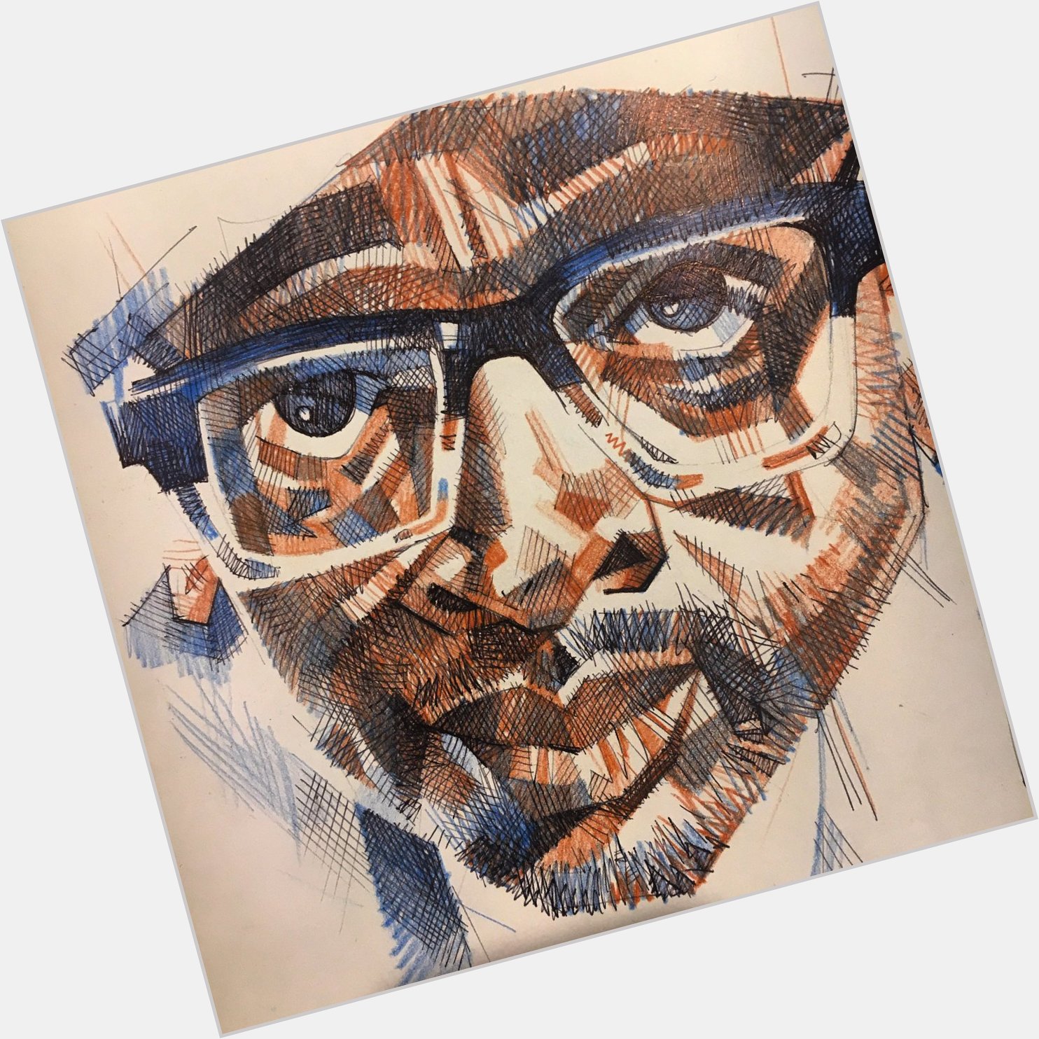 Happy birthday, Spike Lee. Ballpoint pen and colour pencil. 