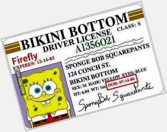 Happy Birthday Spongebob Squarepants :| 14-07-86. 
