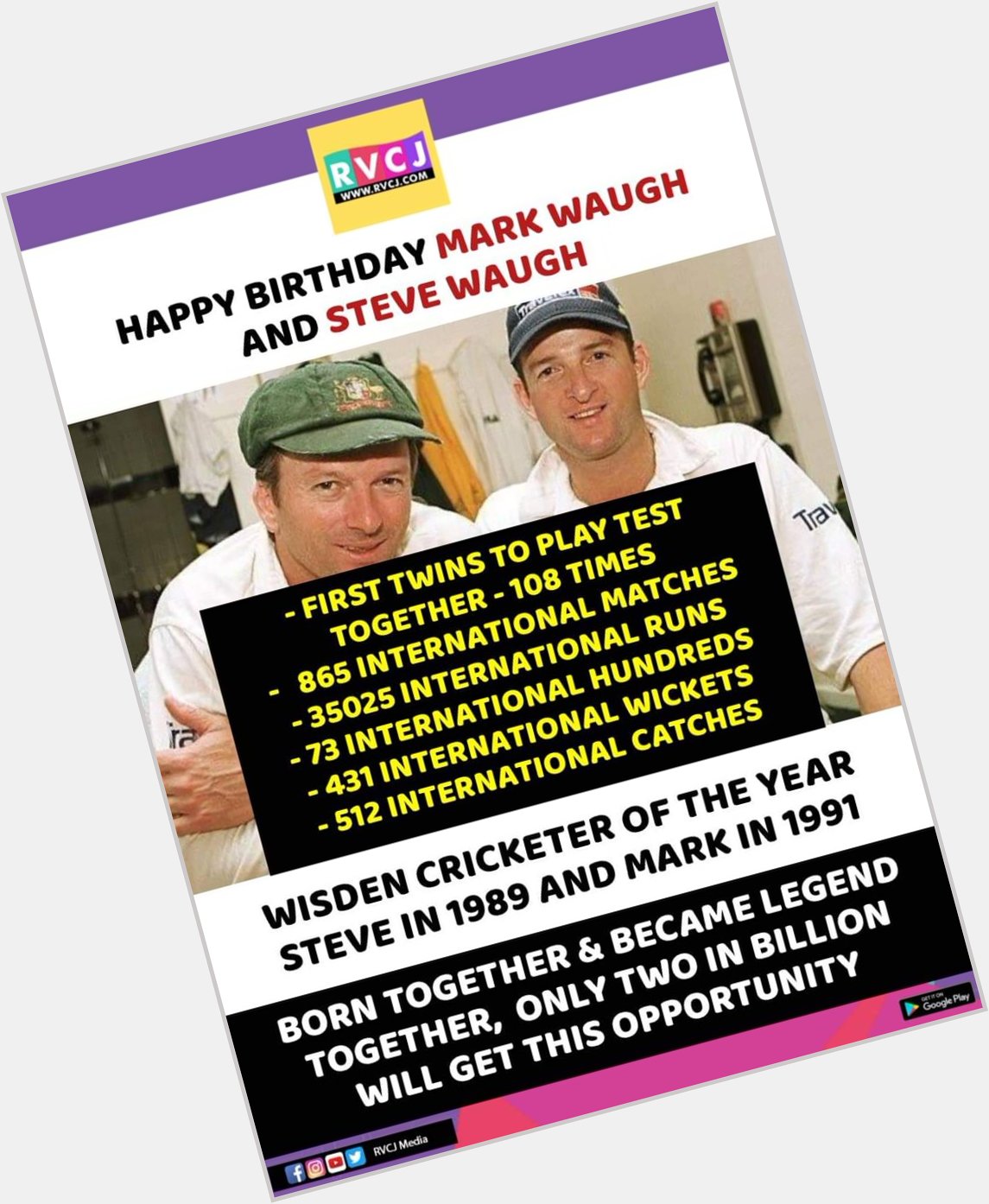 Happy Birthday Mark Waugh & Steve Waugh! 