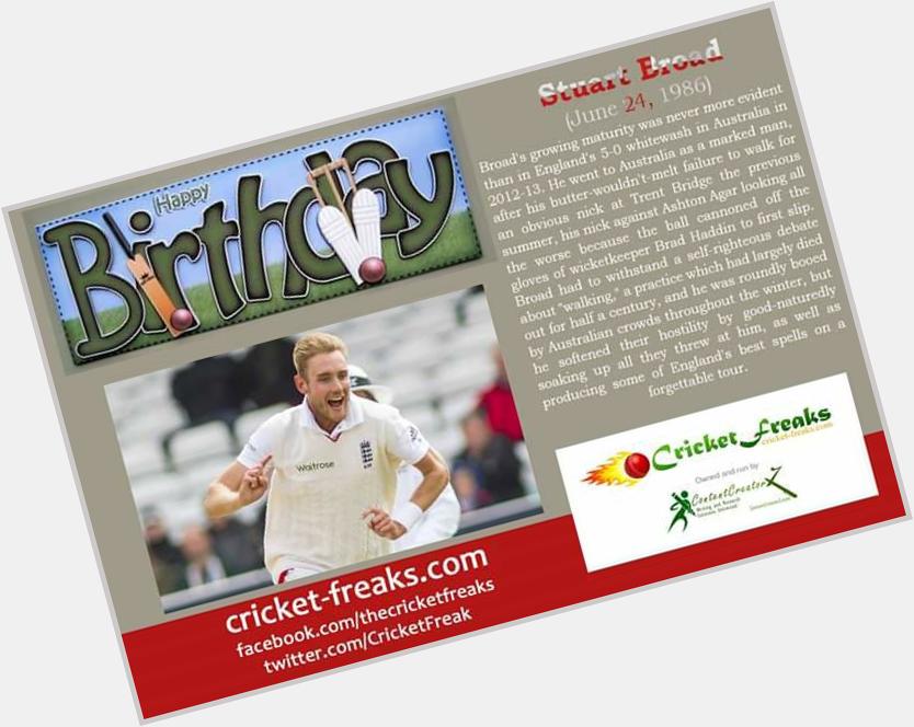 Happy 29th Birthday Stuart Broad.
Have a Blessed Day & Year!! 