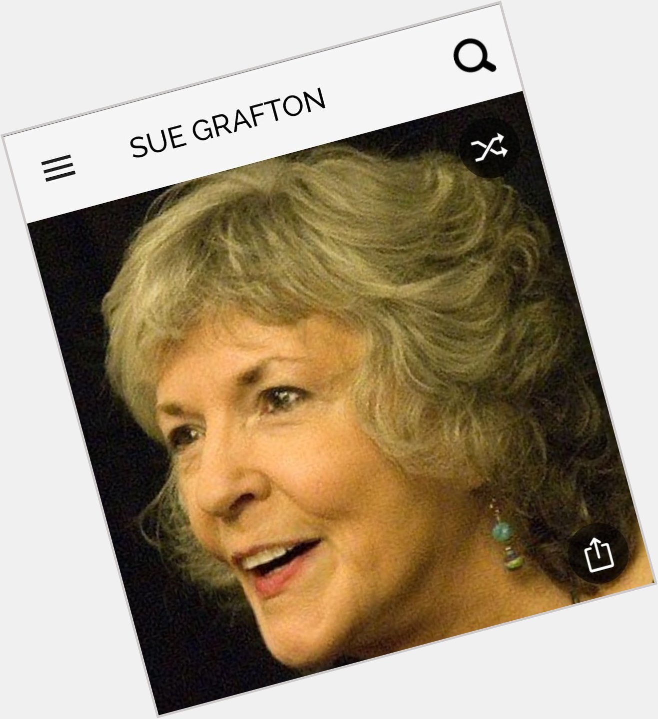 Happy Birthday to wonderful novelist.  Happy Birthday to Sue Grafton 