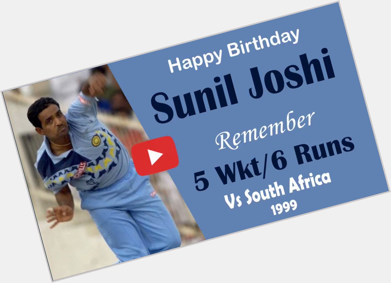 Happy Birthday Sunil Joshi... Remember 5 Wkt/6 Runs Vs South Africa.  