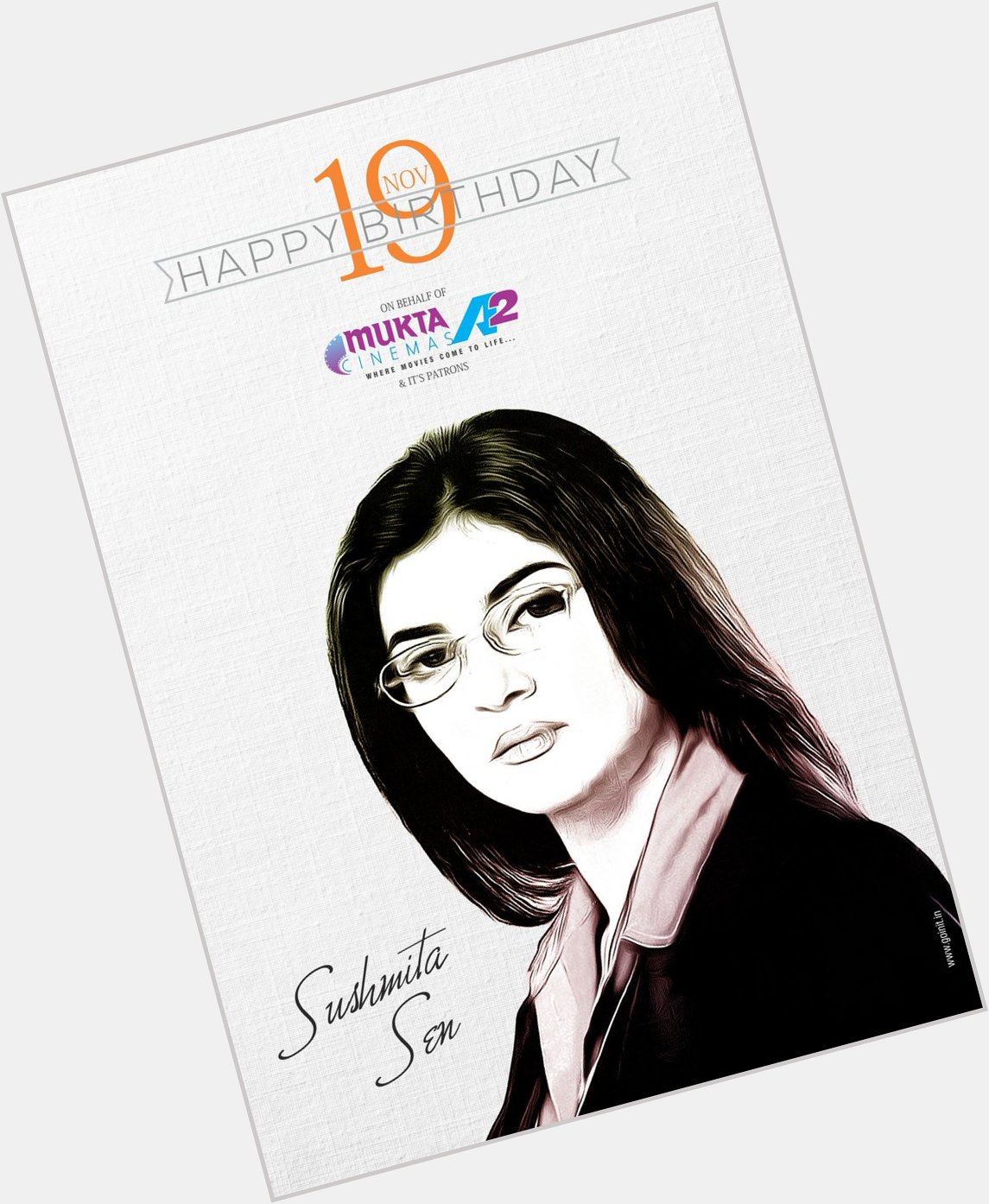 Mukta A2 Cinemas would like to wish Sushmita Sen a very happy birthday. May hapiness always find you. 