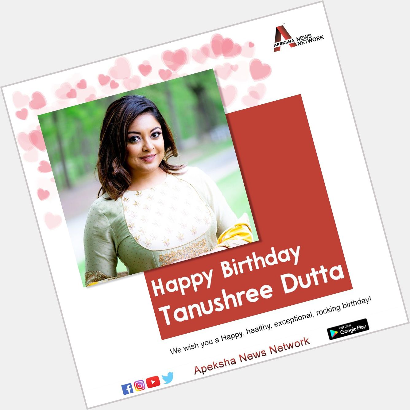 Wishing the actress Tanushree Dutta a very Happy Birthday.  