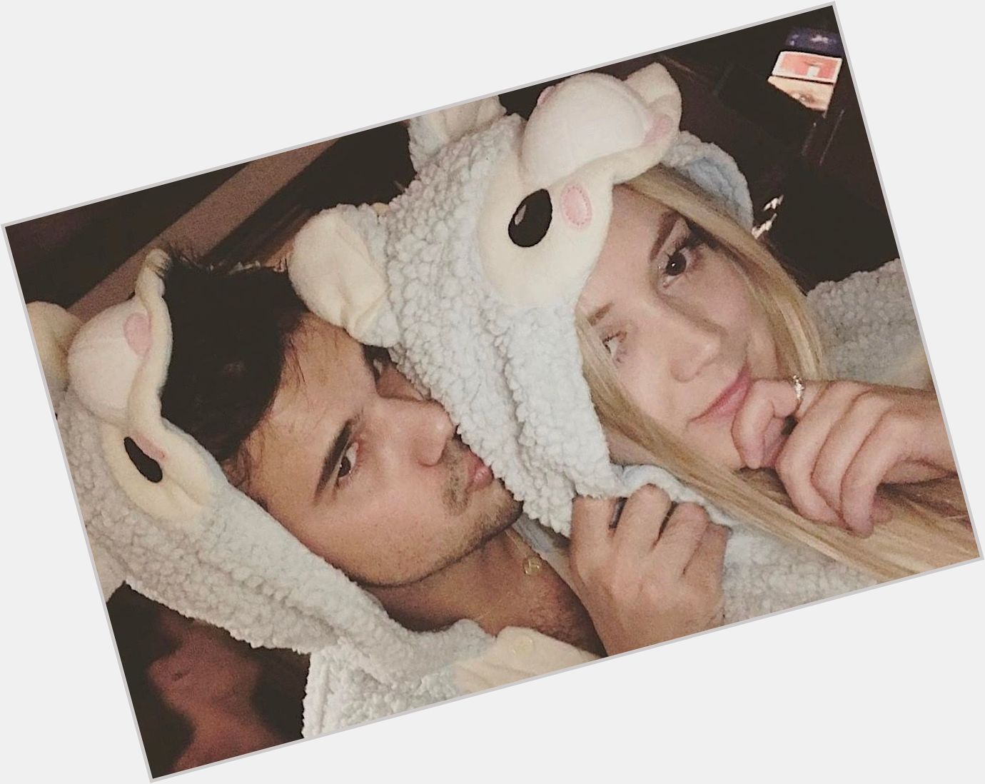 Billie Lourd and Taylor Lautner wear matching onesies as she wishes him a happy birthday -  