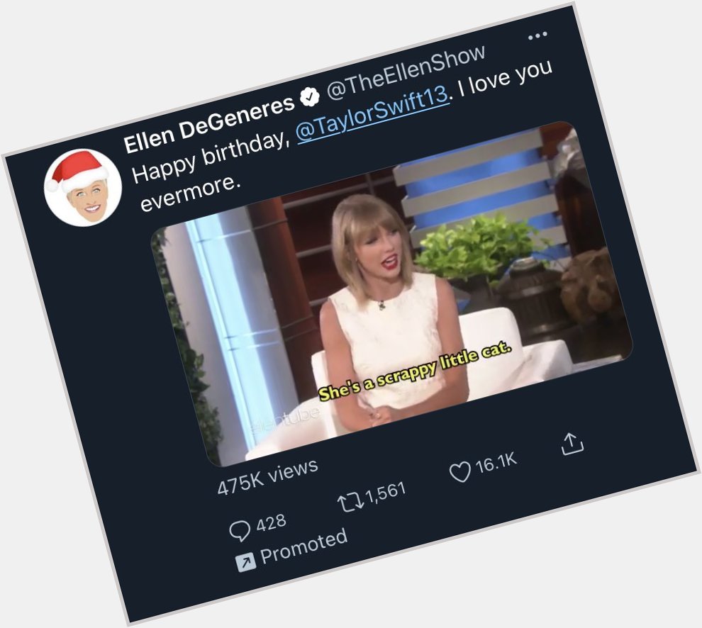 Why is ellen promoting her happy birthday message to taylor swift 