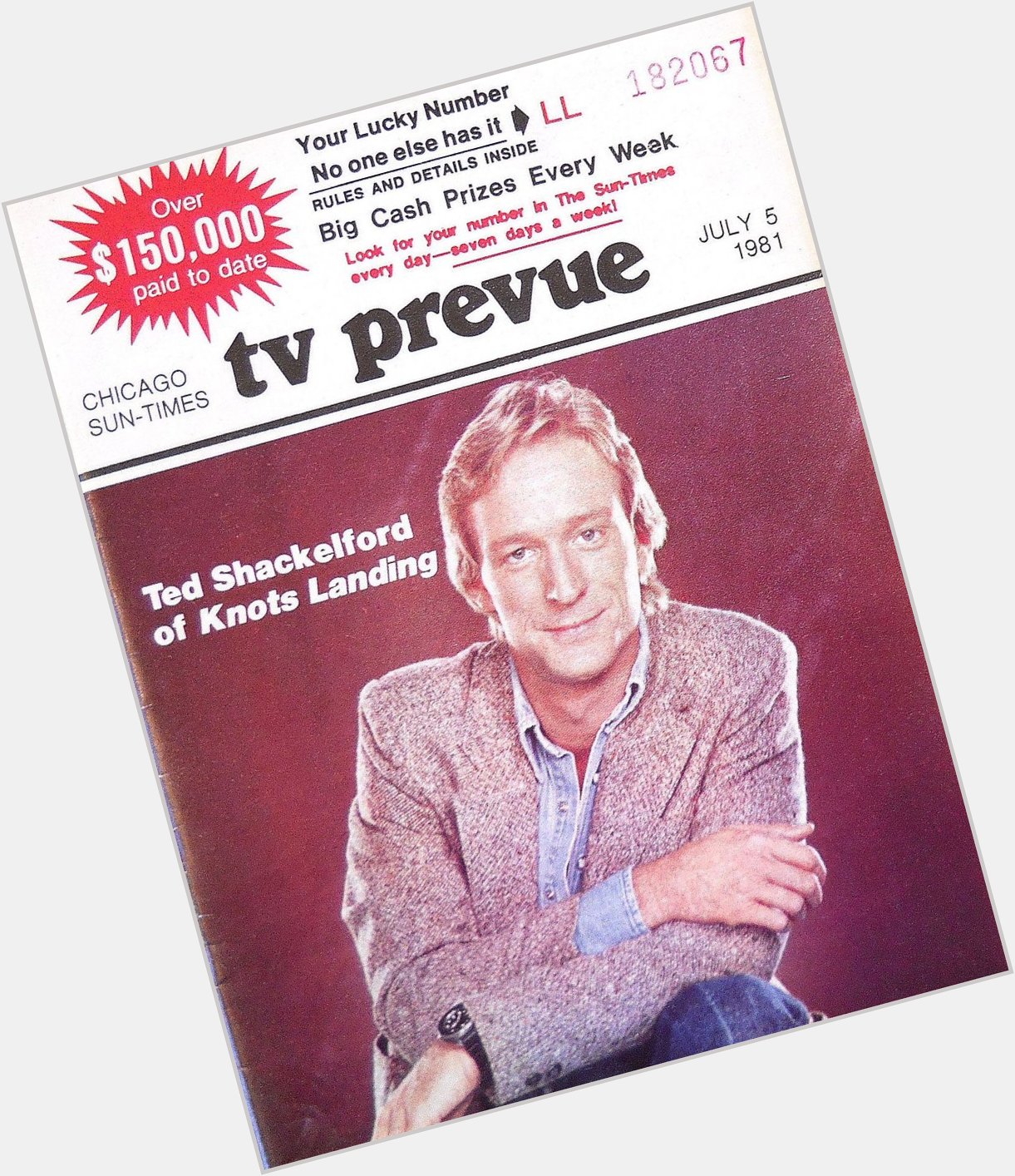 Happy Birthday to Ted Shackelford, born on this day in 1946
Chicago Sun-Times TV Prevue.  July 5-12, 1981 
