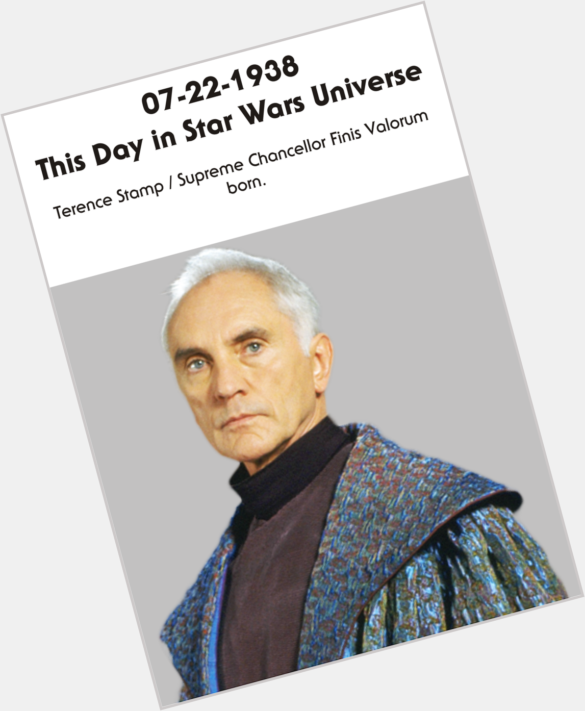  Happy Birthday to Terence Stamp who turns 77 today. 