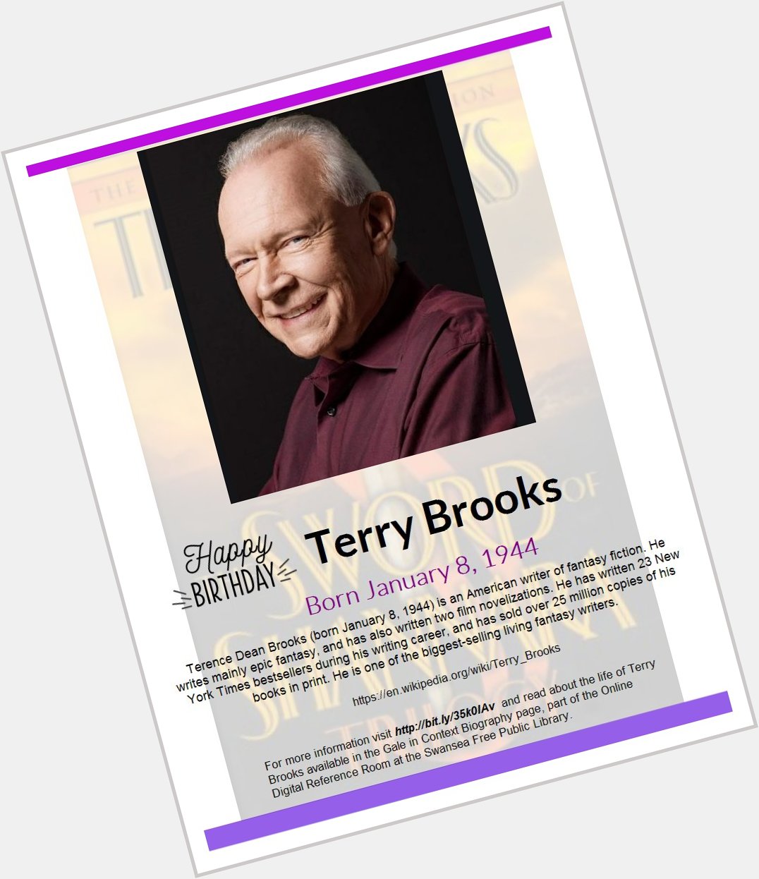 Happy Birthday Terry Brooks!  