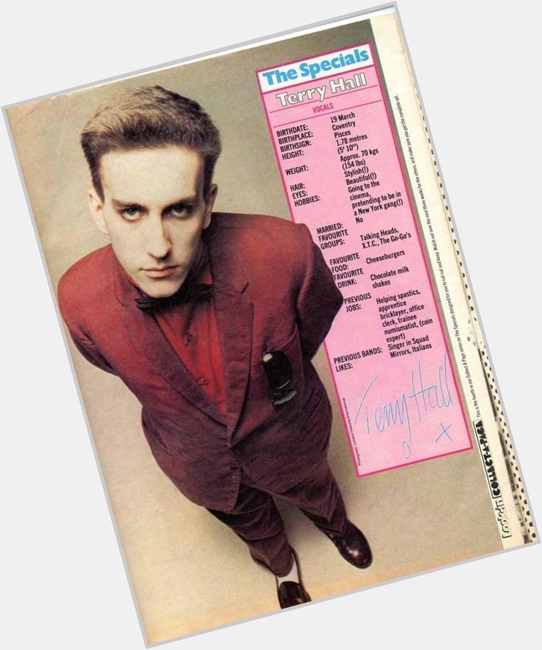 Happy Birthday Terry Hall and respect to you for speaking about mental health. 