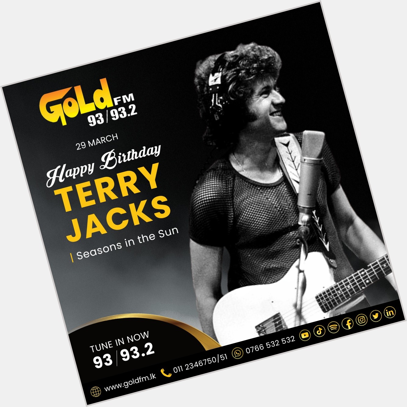HAPPY BIRTHDAY TO TERRY JACKS TUNE IN NOW 93 / 93.2 Island wide      