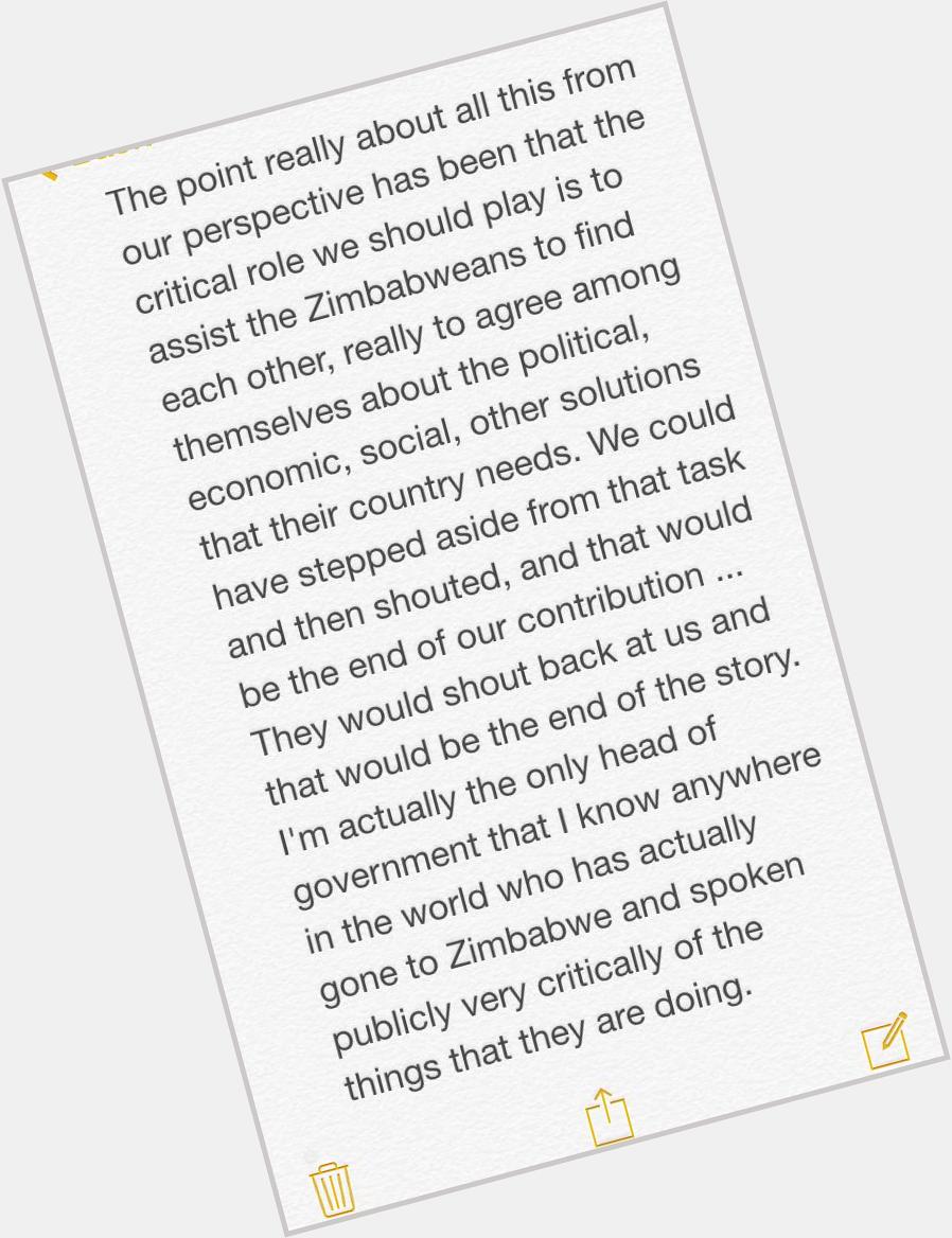 Quality leader, that Thabo Mbeki. Here, speaking on the so-called \"quiet diplomacy\" on Zim. Happy Birthday cadre! 