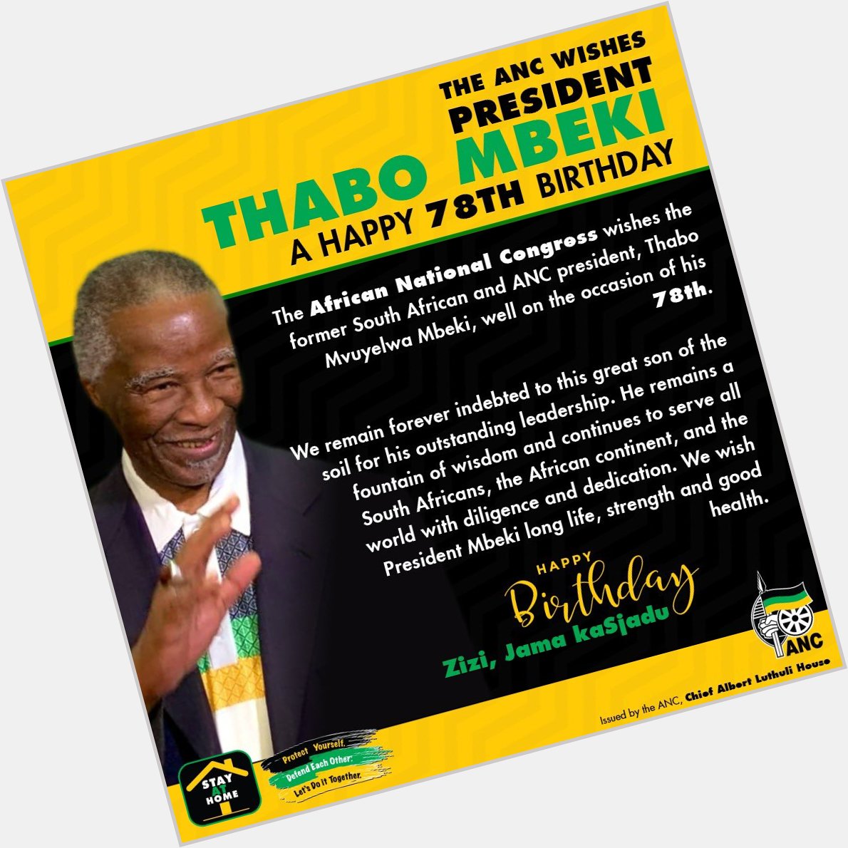  wishes President Thabo Mbeki a Happy 78th Birthday.  