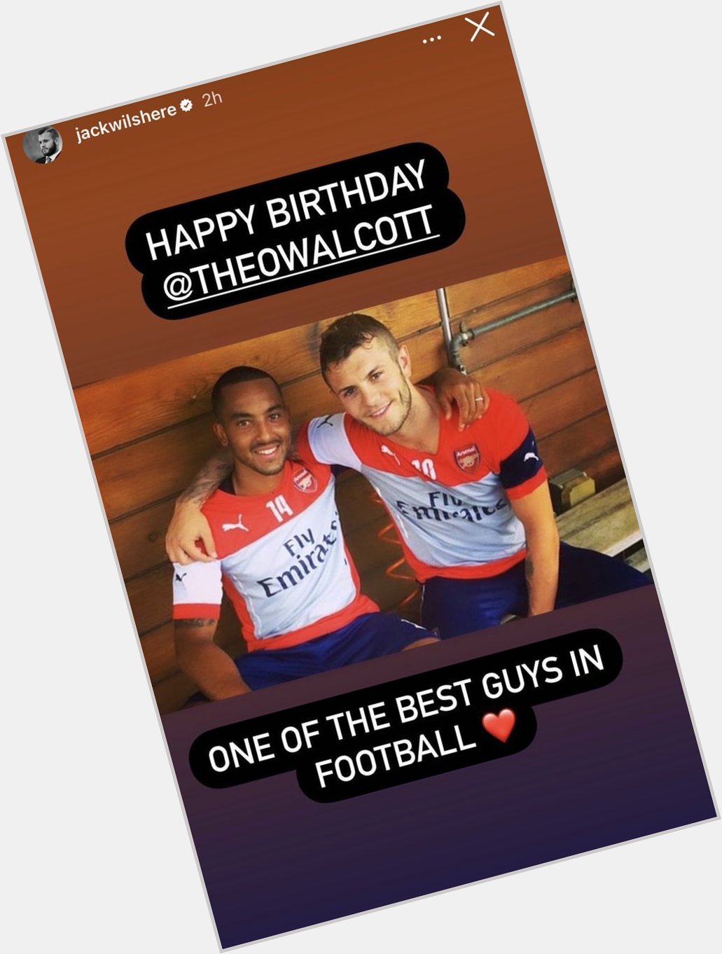 Jack Wilshere wishing Theo Walcott on Instagram for his birthday! 

Happy birthday, Theo 