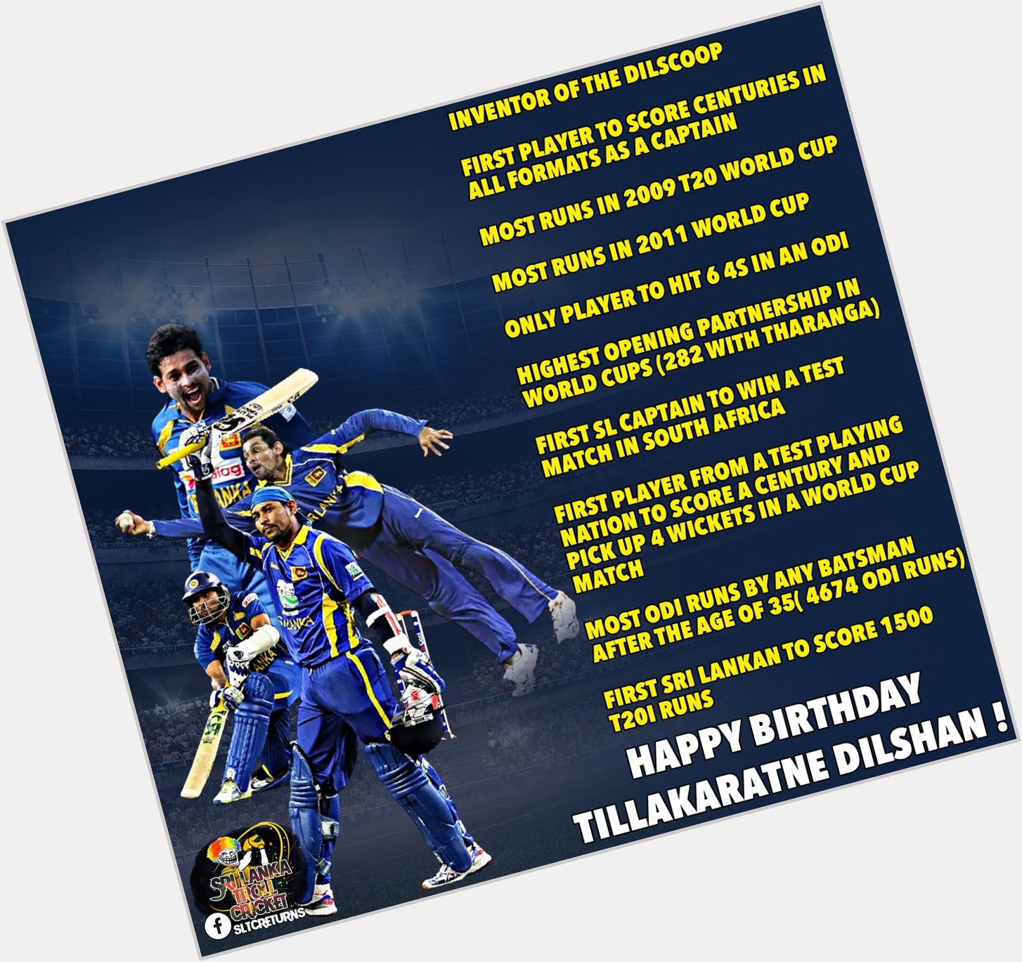 Uncrowned King of Sri Lankan Cricket. Happy Birthday Tillakaratne Dilshan !!!  