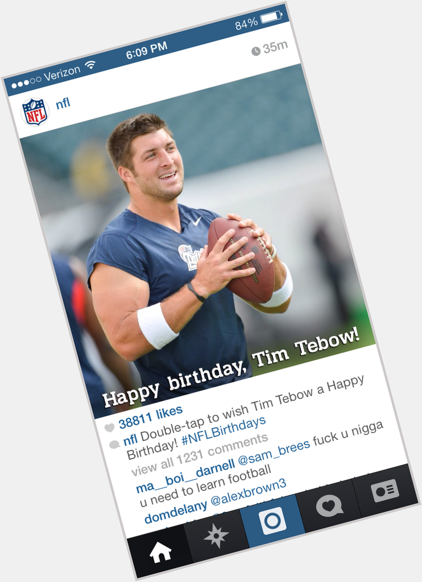 NFL wishes Tim Tebow happy birthday on Instagram, because oh man remember that one drive?! 