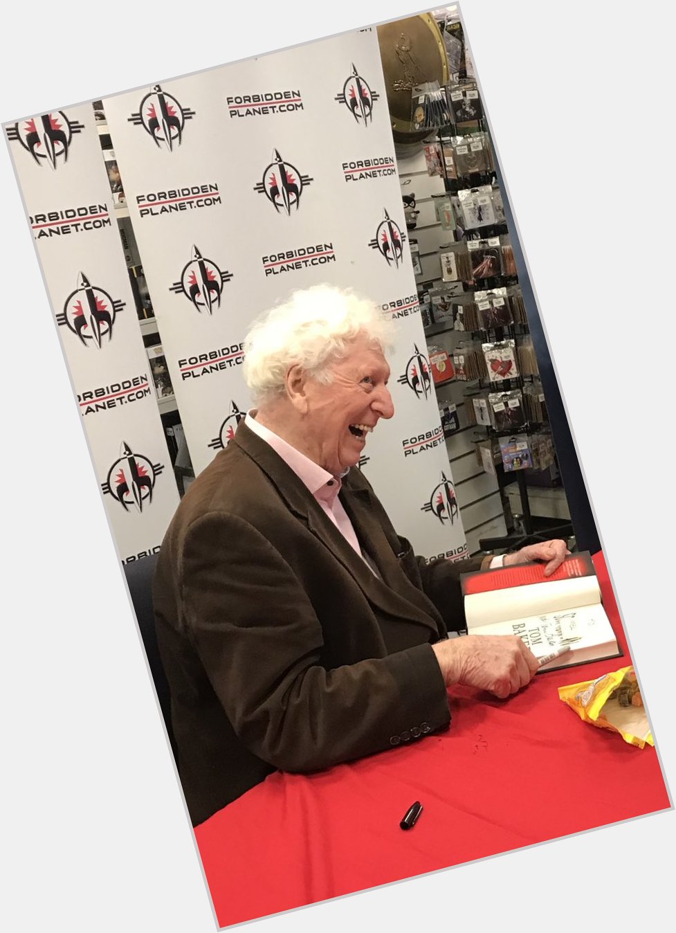 This is the face Tom Baker makes when you wish him Happy Birthday and tell him he doesn t look a day over 82! 