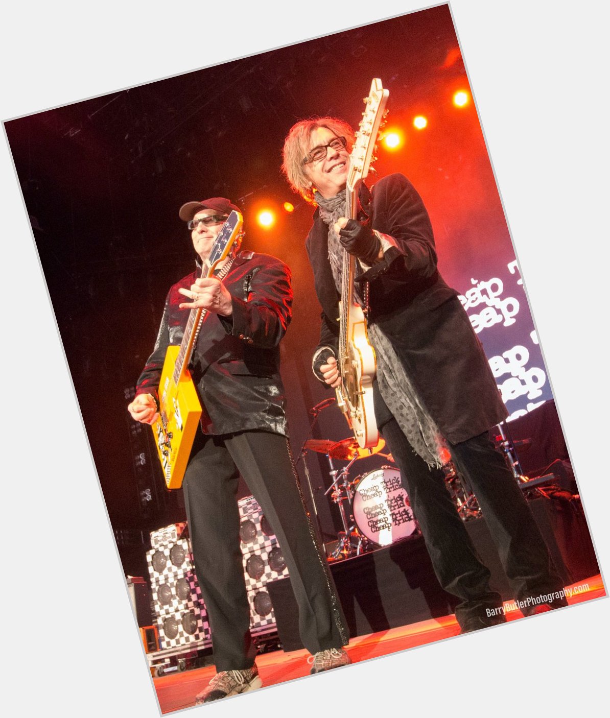 Happy birthday to Tom Petersson of Cheap Trick.   This is from their concert at Wrigley Field in 2014. 