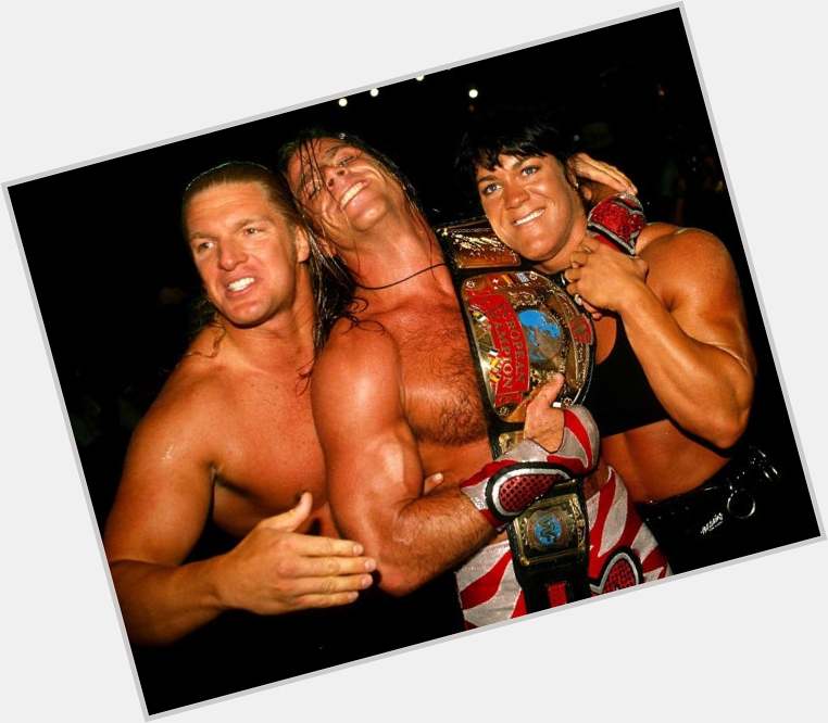 Happy birthday to the Heartbreak Kid shown here in a happy moment with fellow degenerates Chyna and Triple H as DX. 