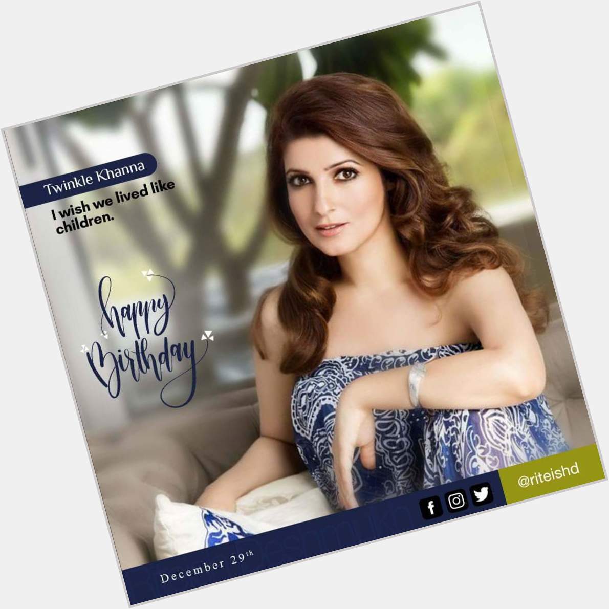 Wishing the extreme witty & beautiful Twinkle Khanna a very happy birthday ..  have a great great one... 