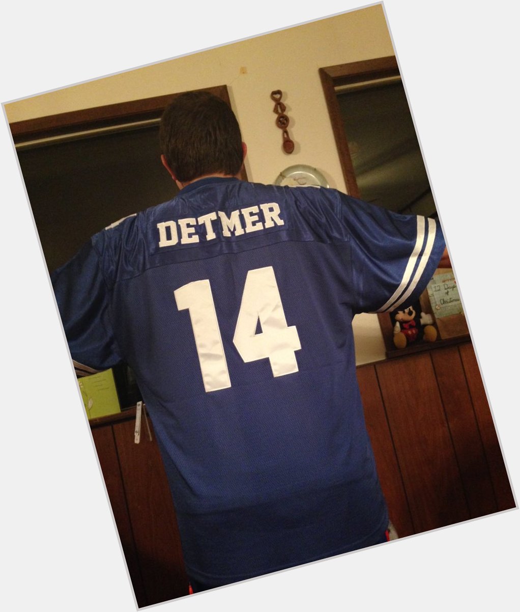 My wife is awesome. A legit, royal blue 1991 Ty Detmer stitched BYU jersey! I may wear this to bed.Happy bday to me! 