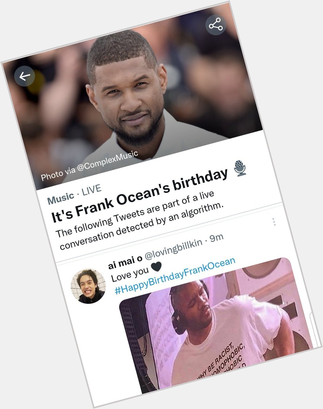 Ah that sweet sweet algorithmic racism, come fix this. Happy Birthday & Frank Ocean 