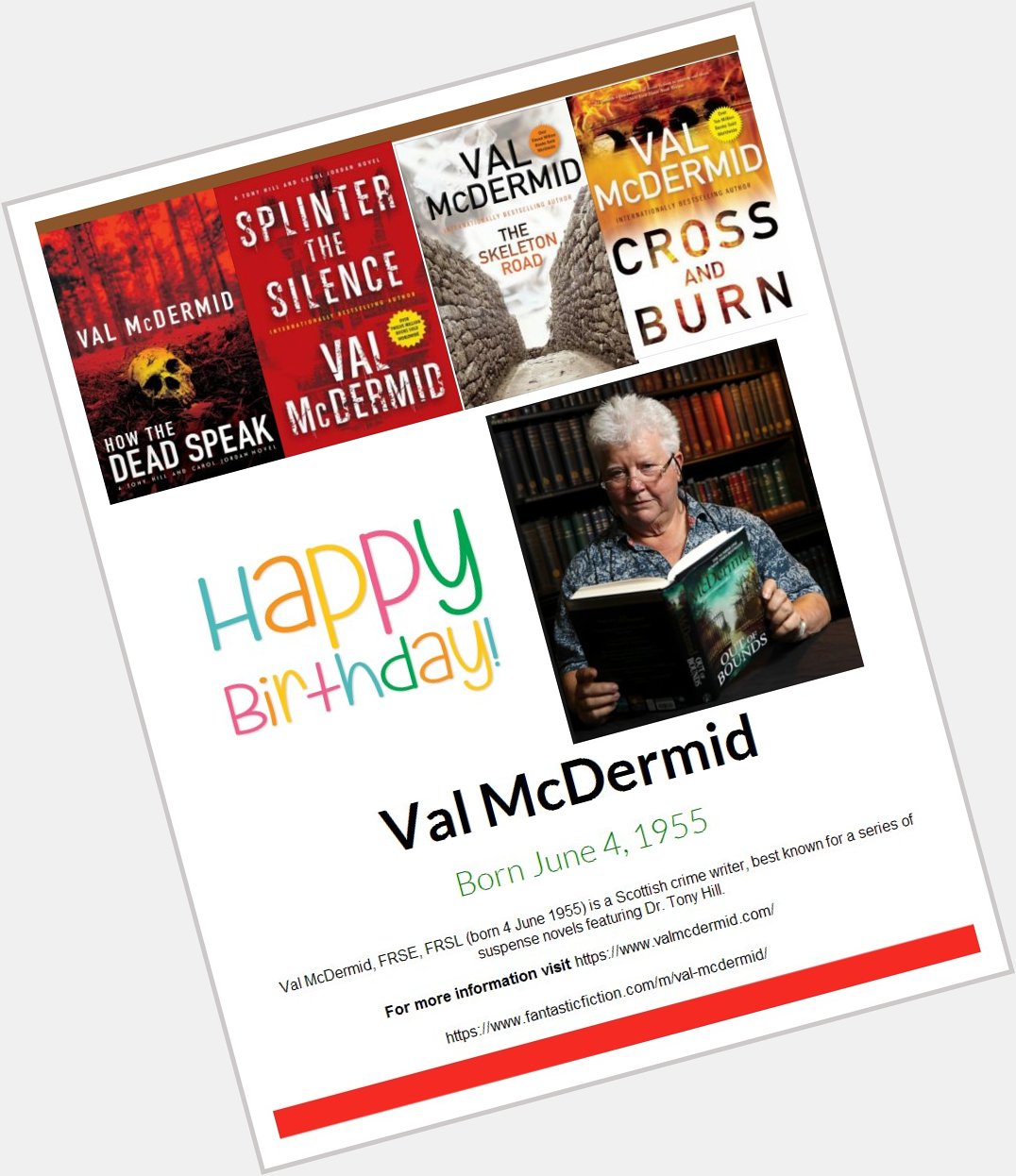 Happy Birthday Val McDermid!  