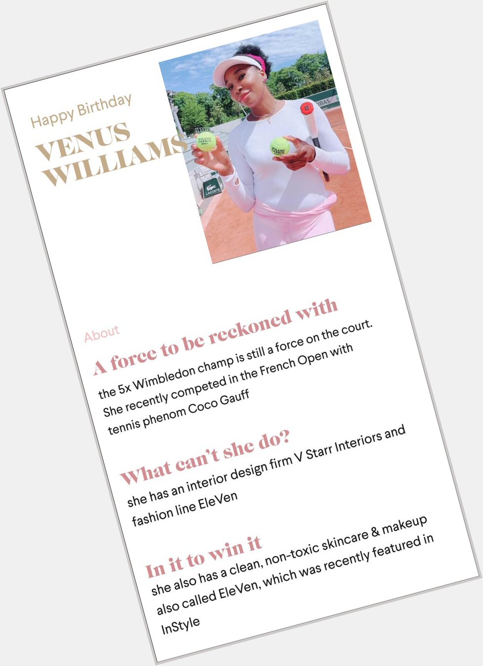 Happy birthday Venus Williams! 