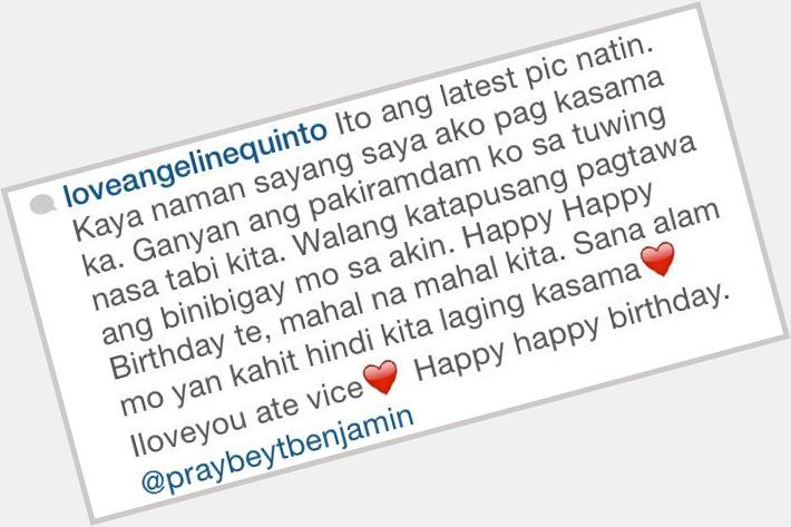 Angeline Quinto\s birthday message for Vice Ganda 

Happy VICE GANDA Day 