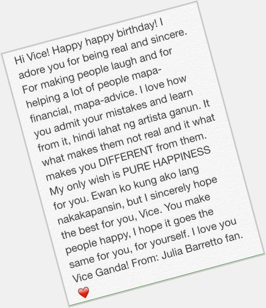 \" \" I hope you read this From JB fan. Happy birthday  Happy VICE GANDA Day 