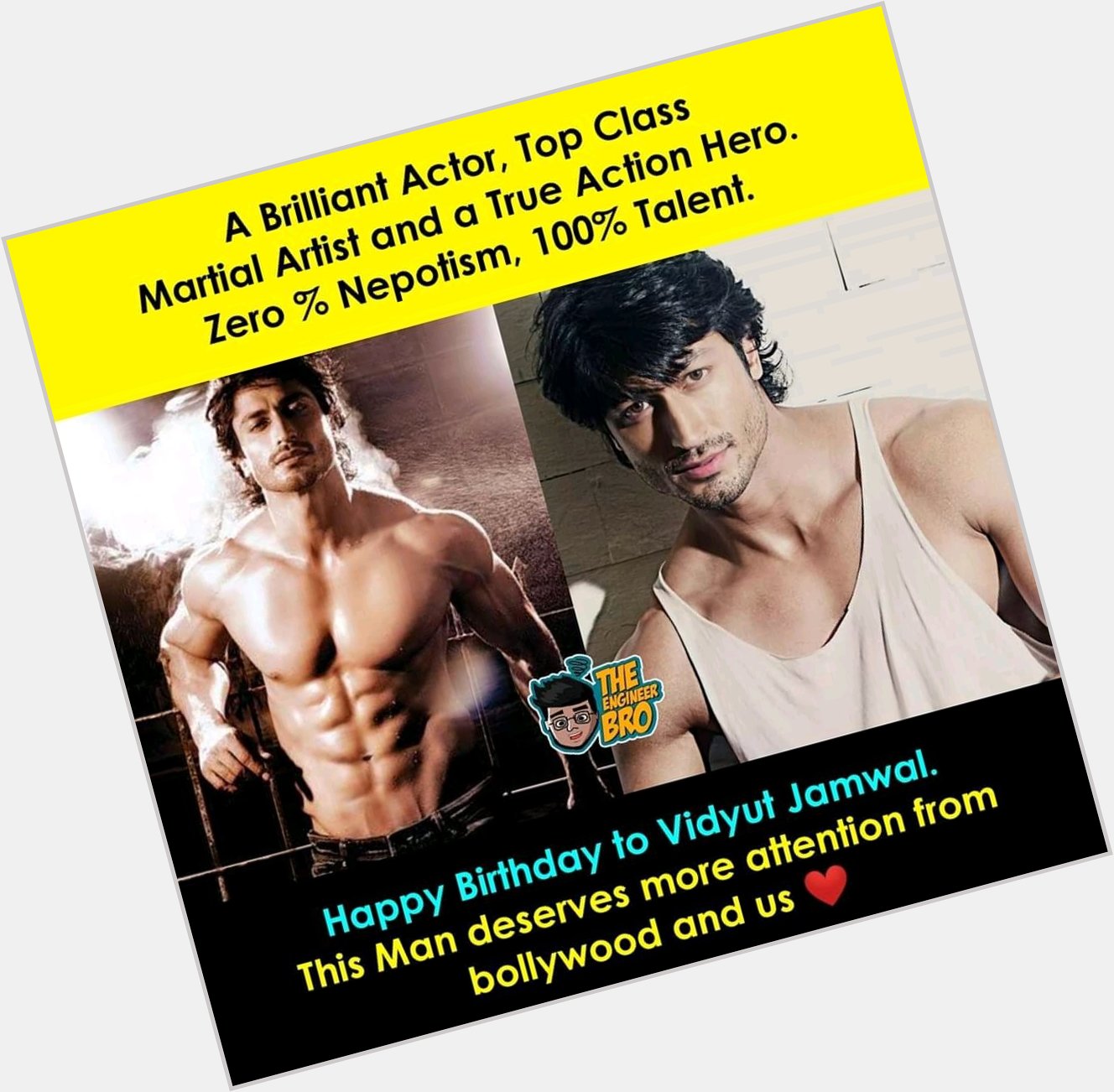 Happy Birthday to one of my favourite actor Mr. Vidyut Jamwal sir...     