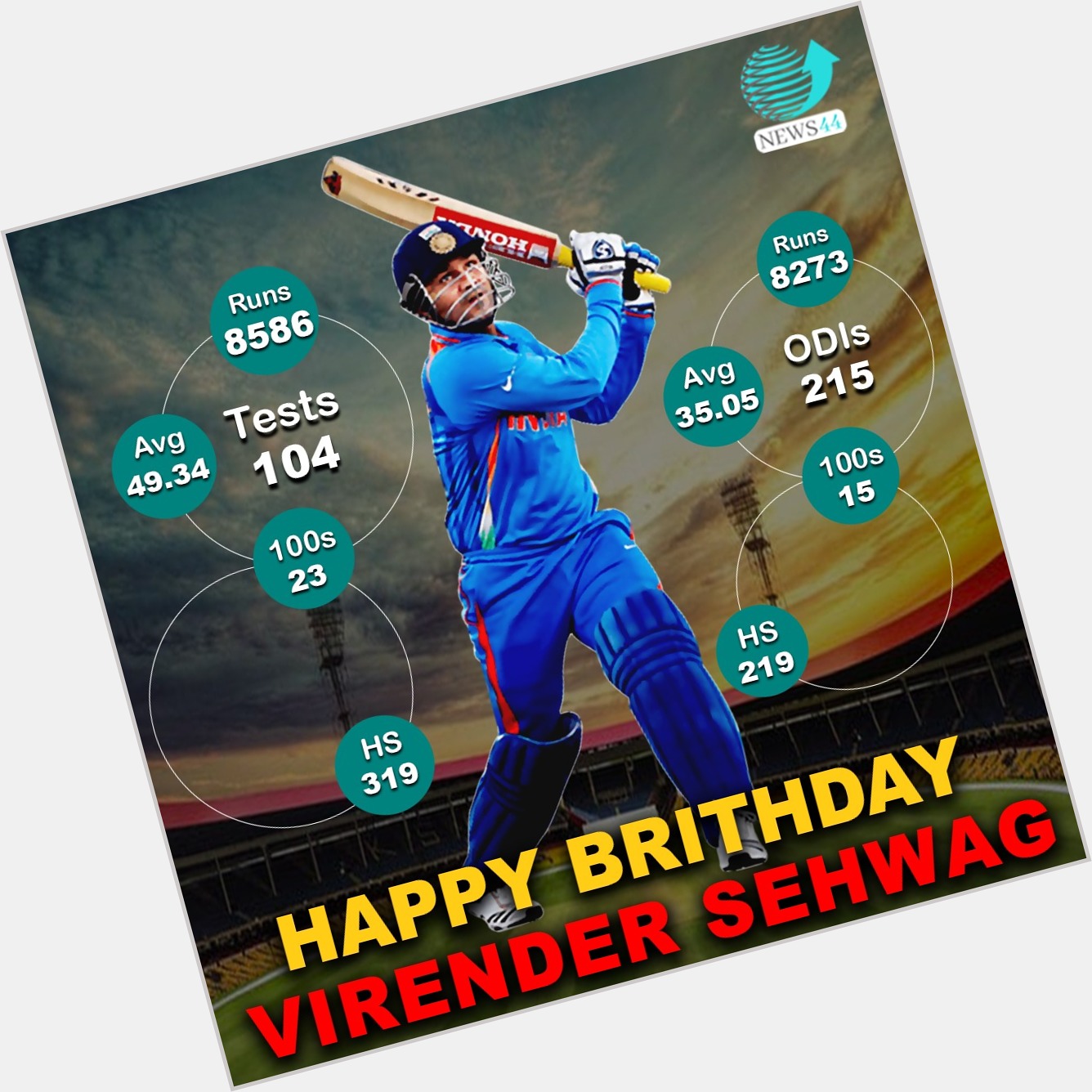 Happy Birthday Virender Sehwag | News44 