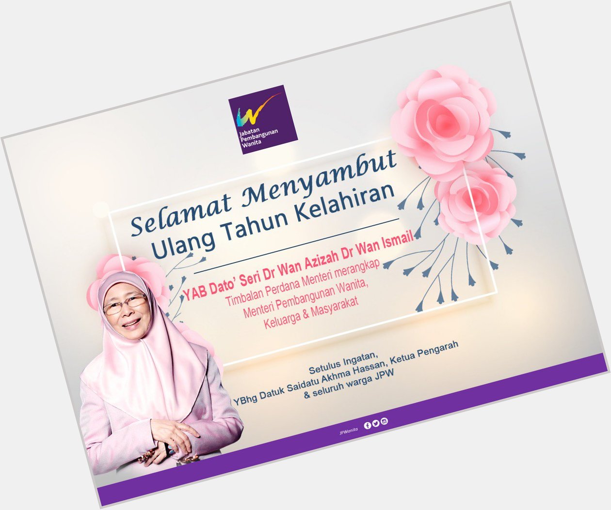 Happy Birthday YAB Dato\ Seri Dr Wan Azizah Dr Wan Ismail. Semoga terus sehat dan sejahtera sentiasa. 